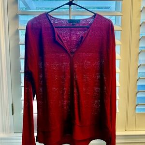 Sanctuary Deep Red Long Sleeve Dressy Knit Top Satin bottom Large